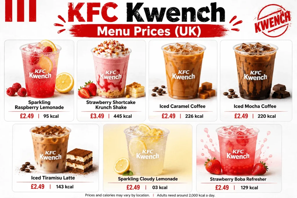 KFC Kwench Menu Prices (UK)